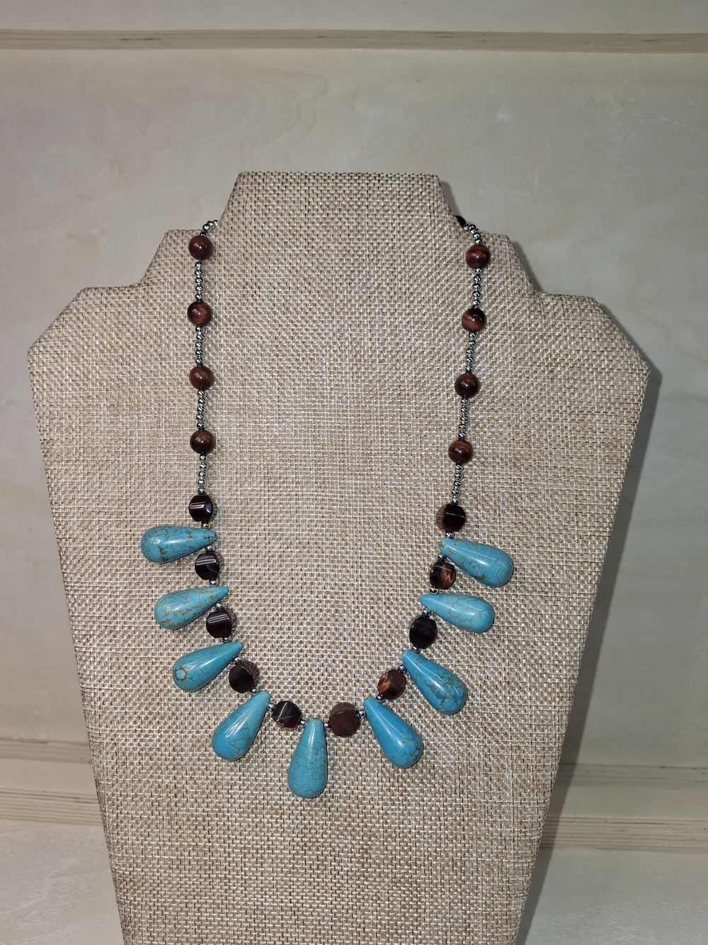 Turquoise Teardrop Beaded Necklace - Women Jewelry